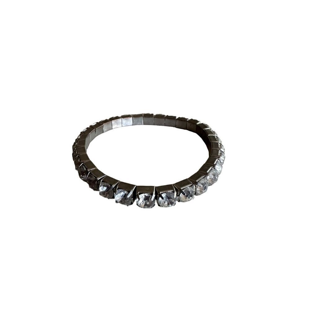 Women's Silver-Tone Stretch Tennis‎ Bracelet With Clear Rhinestones